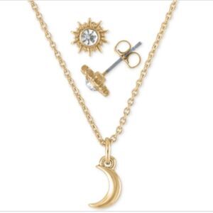 Rachel Roy Gold-Tone Crystal Sun Stud Earrings & Moon Pendant Necklace Gift Set